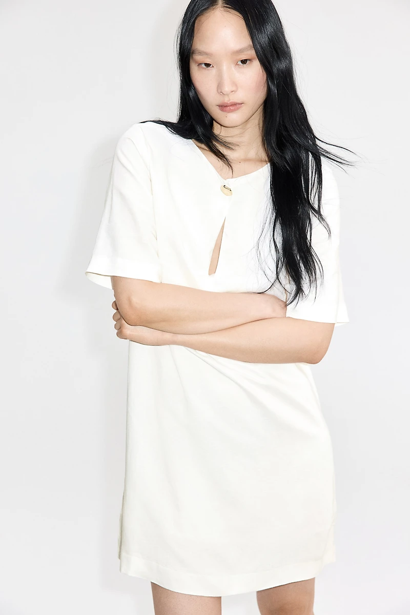Linen-Blend Dress