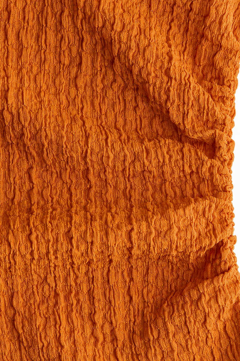 Crinkled Boat-Neck Dress
