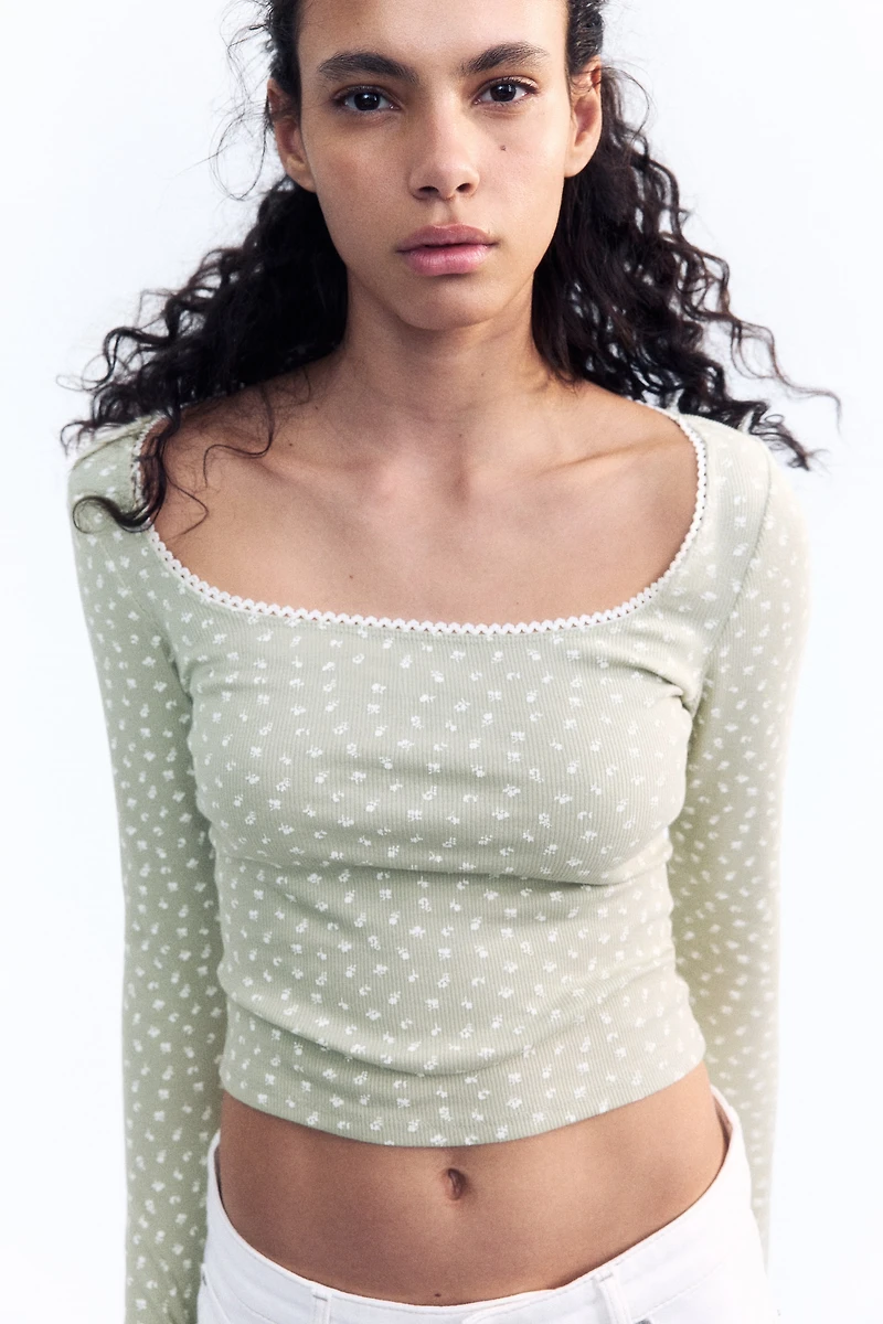 Picot-Trimmed Cotton Top