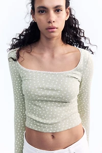 Picot-Trimmed Cotton Top