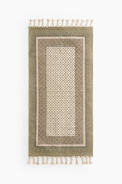 Cotton Runner Rug with Fringe