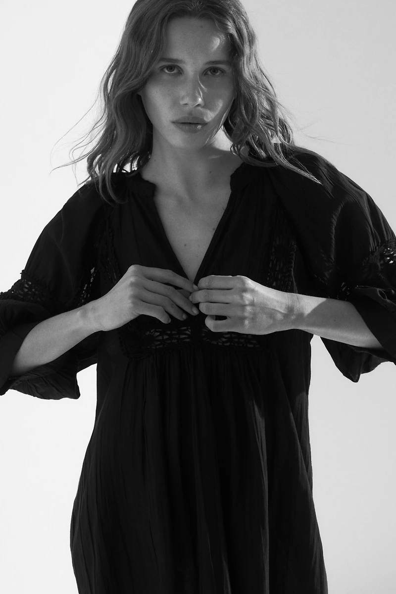 Lace-Inset Tunic Dress