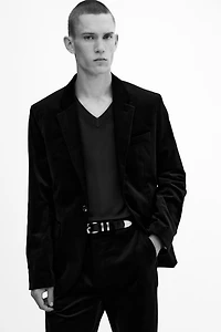 Regular-Fit Velvet Suit Pants