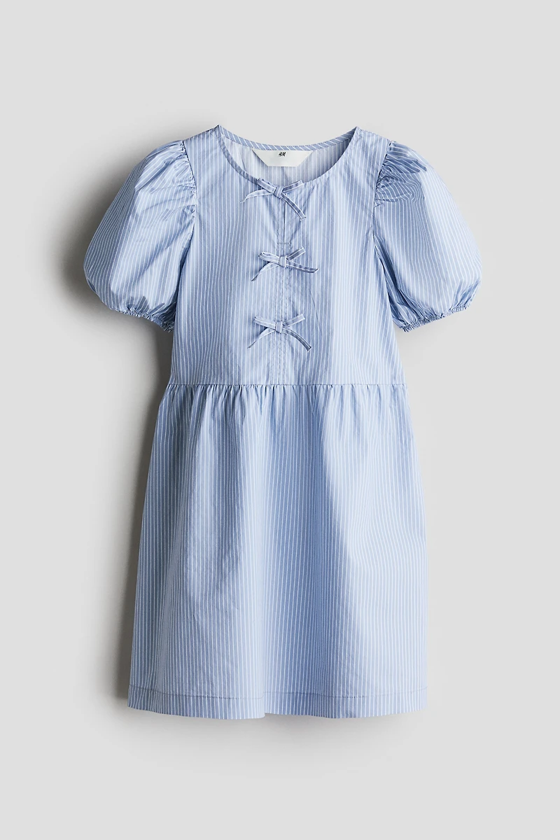 Puff-Sleeved Cotton Dress