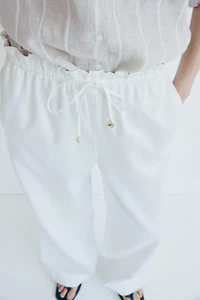 Wide-Cut Paper-Bag Pants