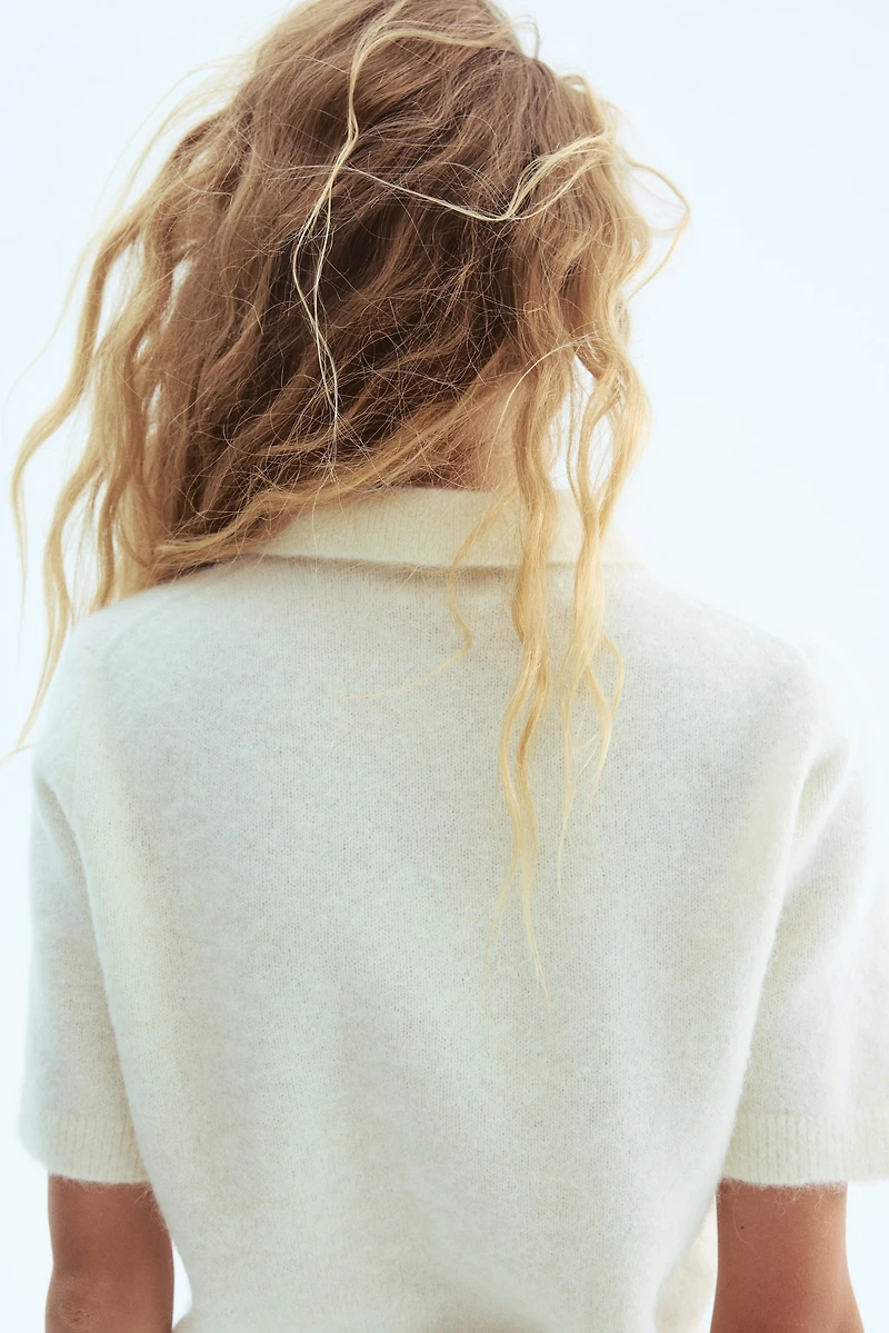 Chandail en alpaga mélangé avec col