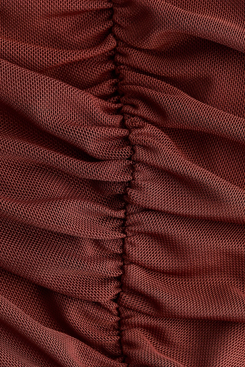 Gathered Halterneck Thong Bodysuit