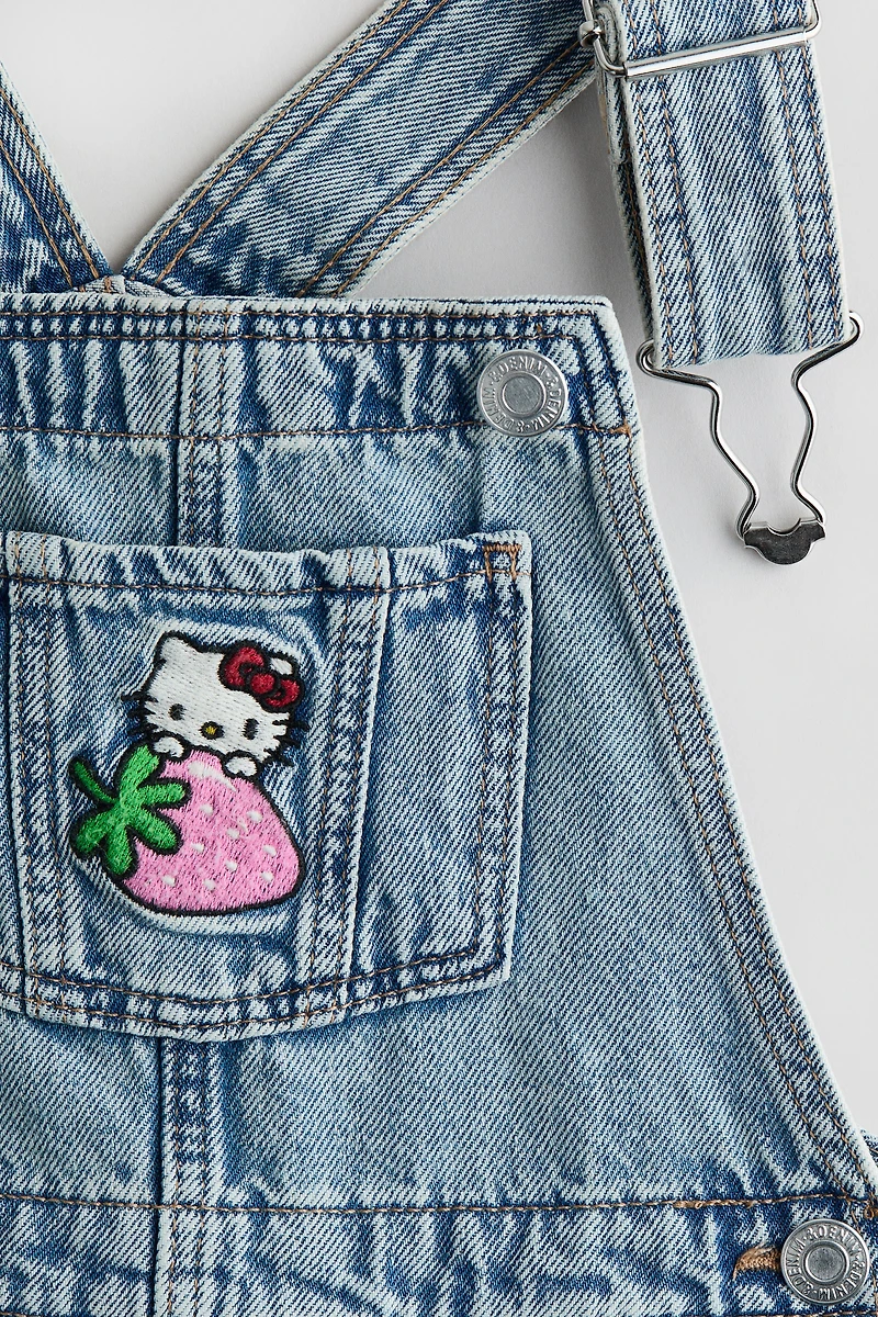 Appliquéd Denim Overall Shorts