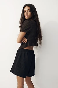 Textured Jersey Drawstring Shorts
