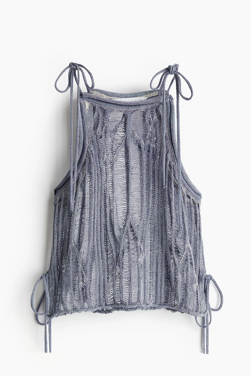 Knit Top with Tie Shoulder Straps