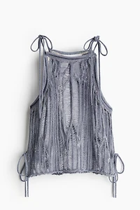 Knit Top with Tie Shoulder Straps
