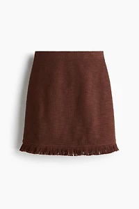 Bouclé Skirt with Fringe