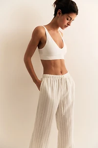 Wide-Leg Linen-Blend Pants
