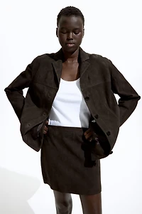 Single-Breasted Suede Blazer