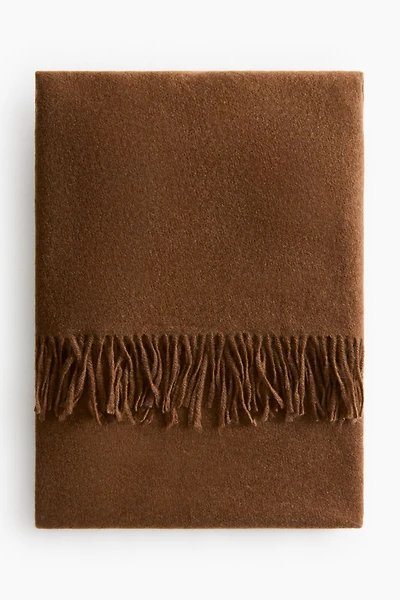 Wool-Blend Throw with Fringe