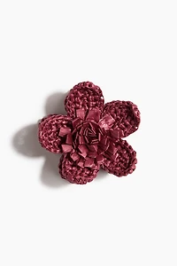 Flower-Shaped Straw Hair Claw