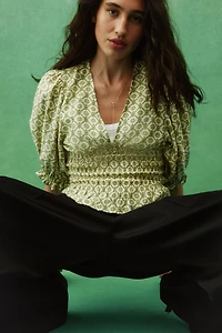 Smocked-Waist Blouse