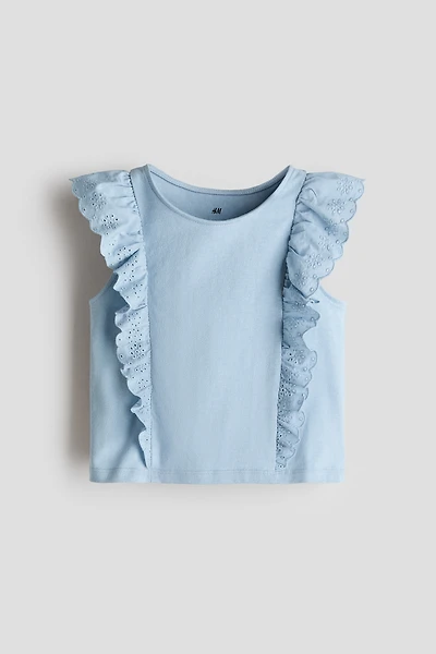 Ruffle-Trimmed Cotton Top
