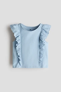 Ruffle-Trimmed Cotton Top