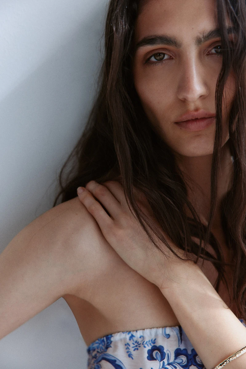 Robe bandeau à corsage nid d'abeille