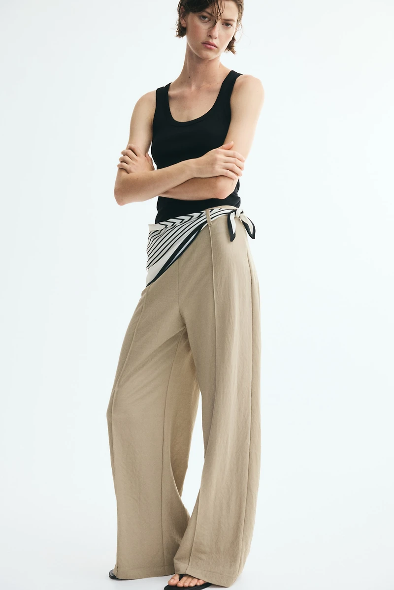 Scarf-Detail Pants