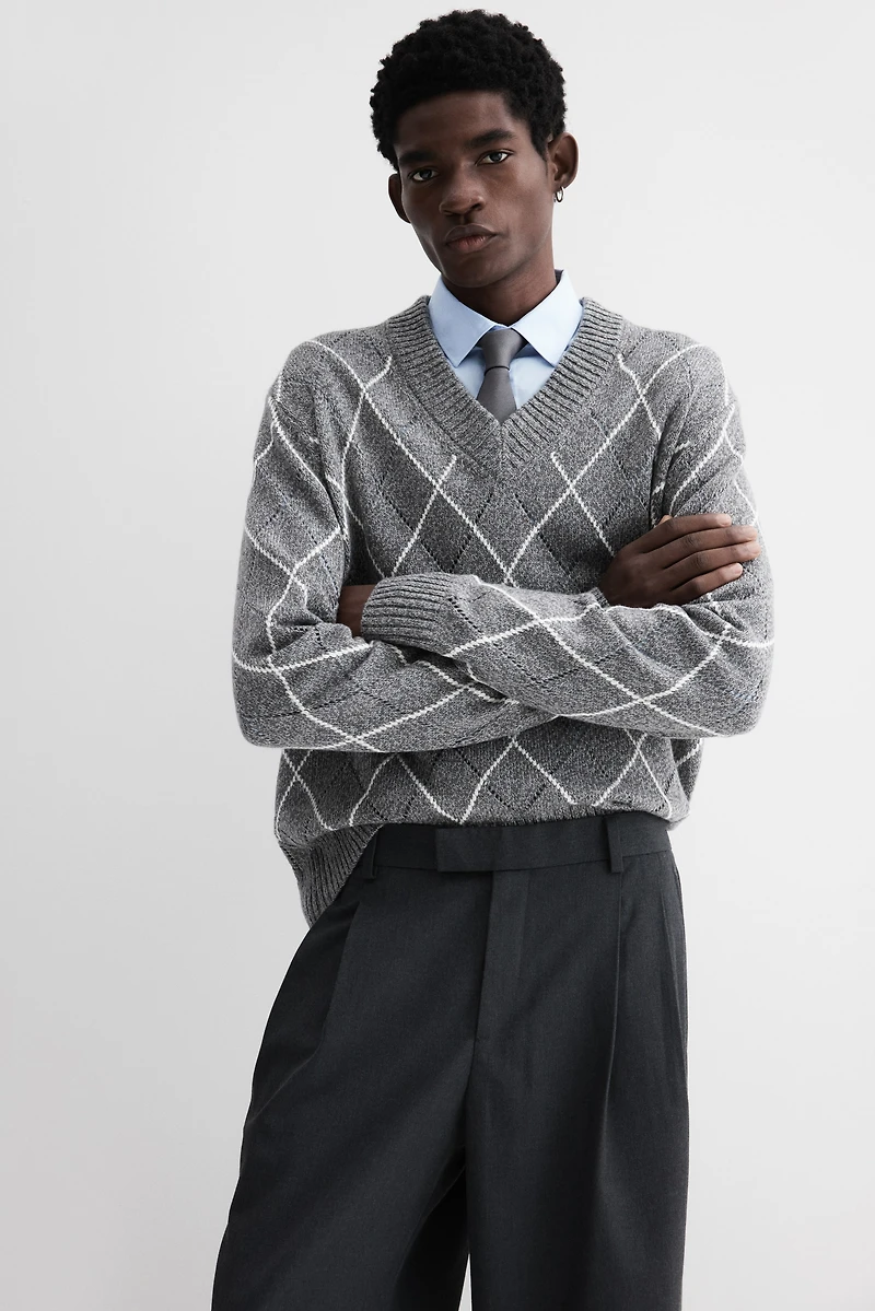 Regular-Fit Wool-Blend V-Neck Sweater