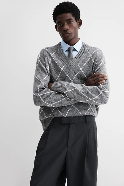 Regular-Fit Wool-Blend V-Neck Sweater