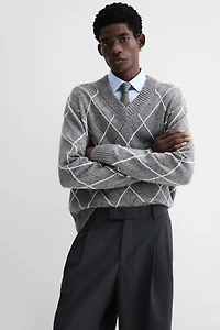 Regular-Fit Wool-Blend V-Neck Sweater