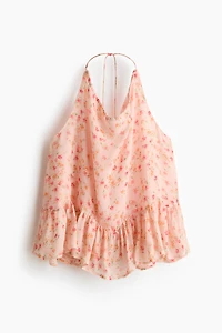 Ruffle-Trimmed Halterneck Top