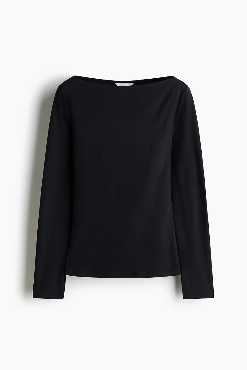 Fitted Boat-Neck Top