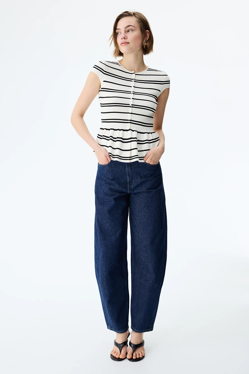 Short-Sleeved Peplum Cardigan