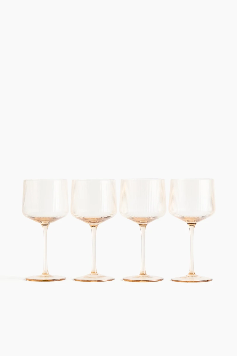 4-Pack Fluted Wine Glasses