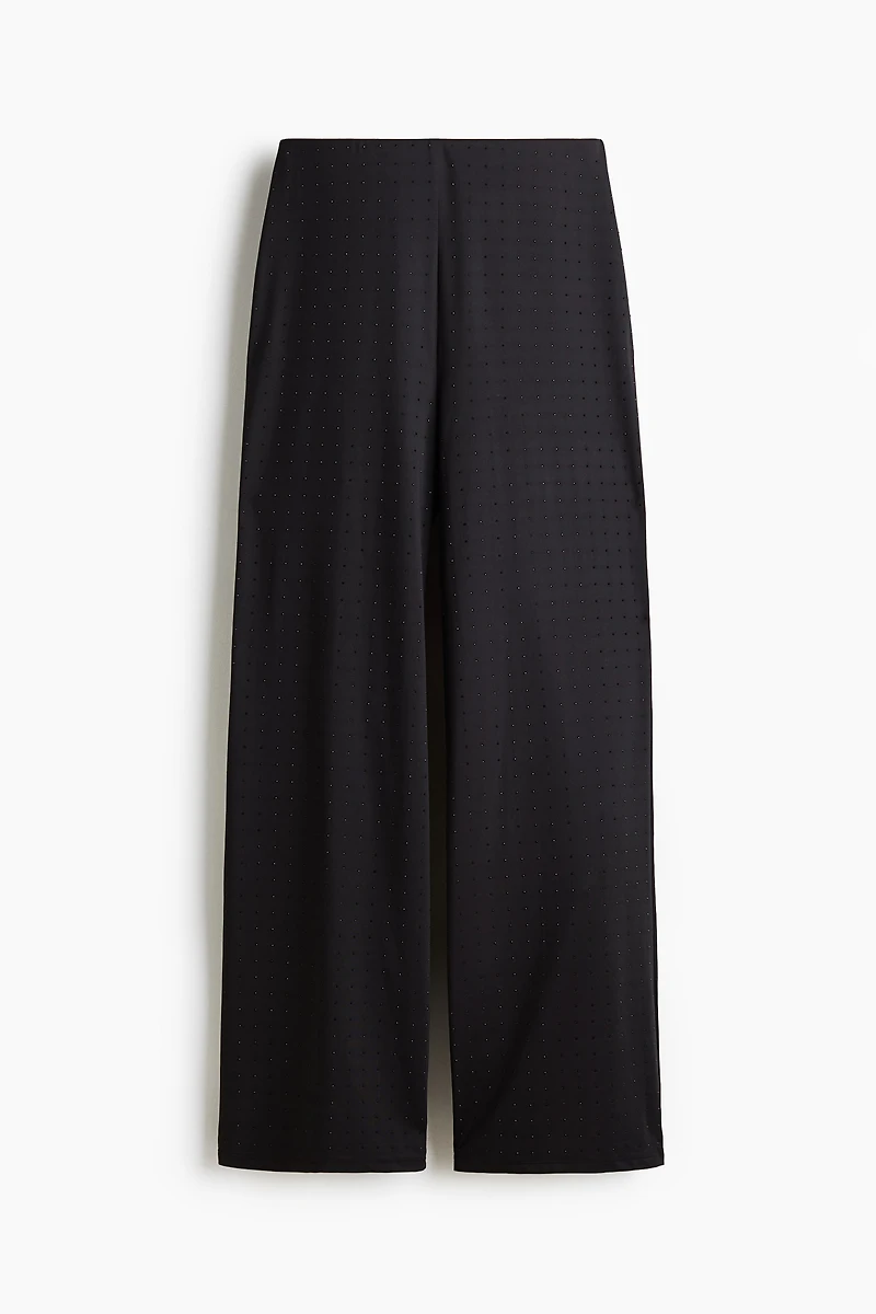 Rhinestone-Embellished Jersey Pants