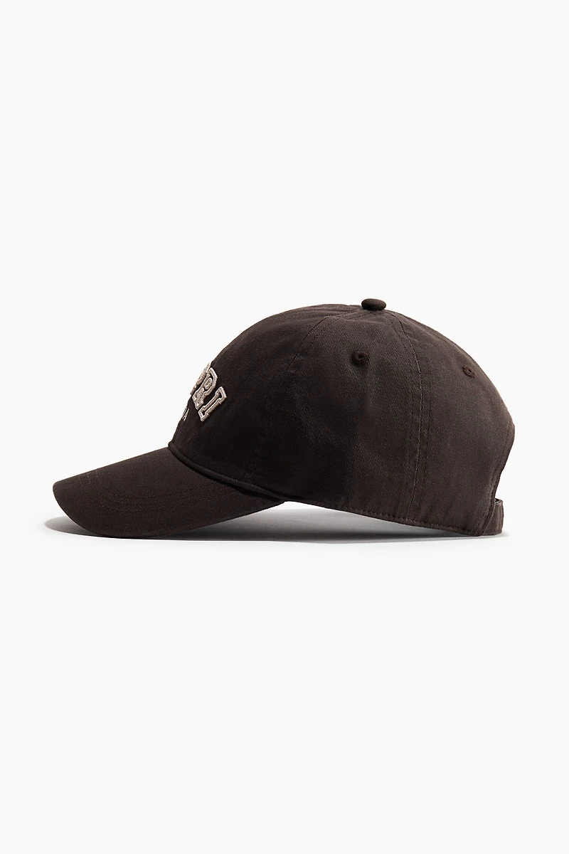 Embroidered-motif Twill Cap
