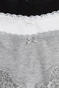 Lot de 3 culottes en coton et dentelle