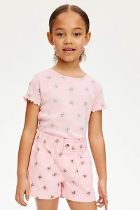 Patterned Pointelle Jersey T-Shirt