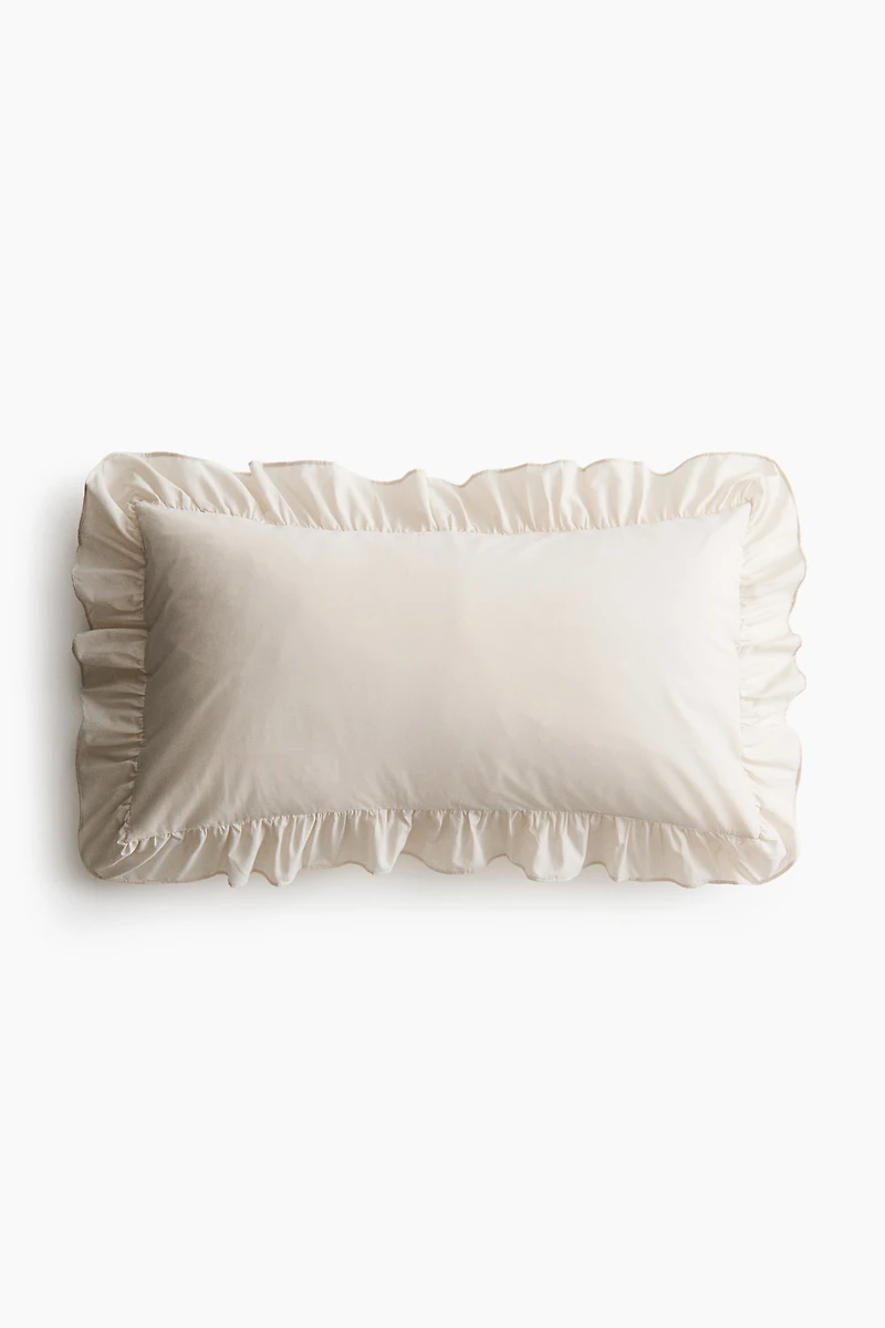 Ruffle-Trimmed Cotton Pillowcase