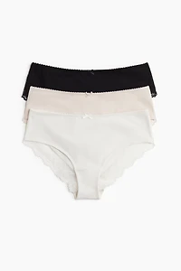 3-pack Cotton and Lace Hipster Briefs