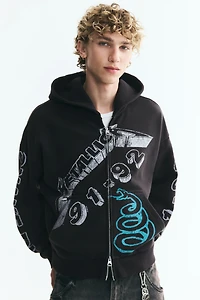Oversized Printed Hooded Jacket