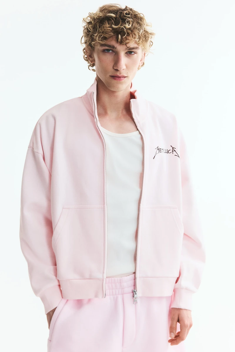 Oversized Printed Jacket with Zipper