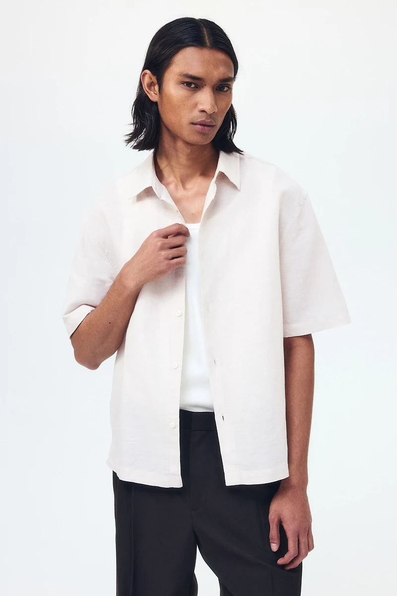 Relaxed-Fit Short-Sleeved Linen-Blend Shirt