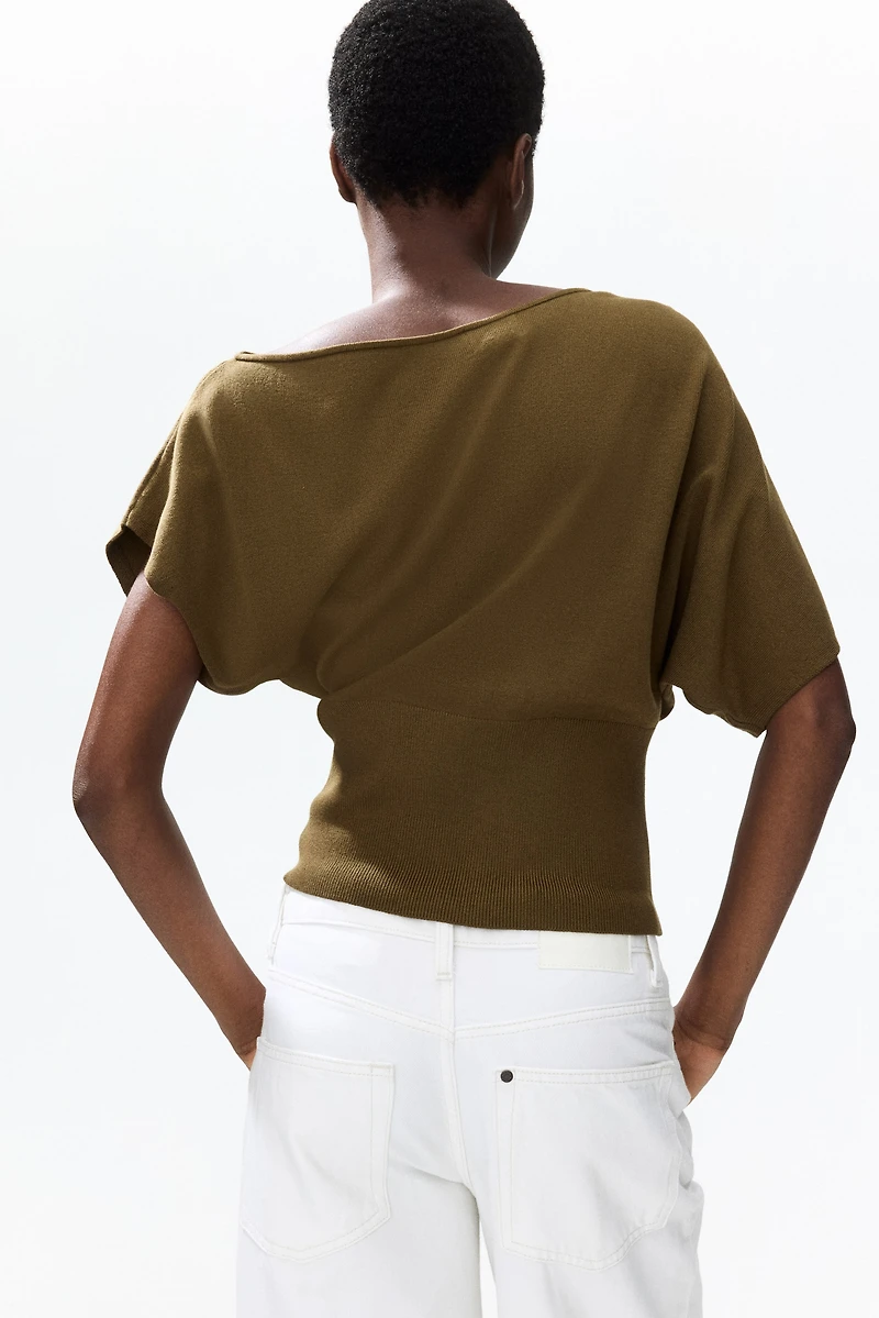 Fine-Knit One-Shoulder Top