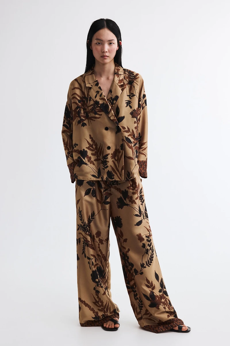 Pleated Satin Twill Pants
