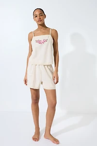 Linen-Blend Pajama Top