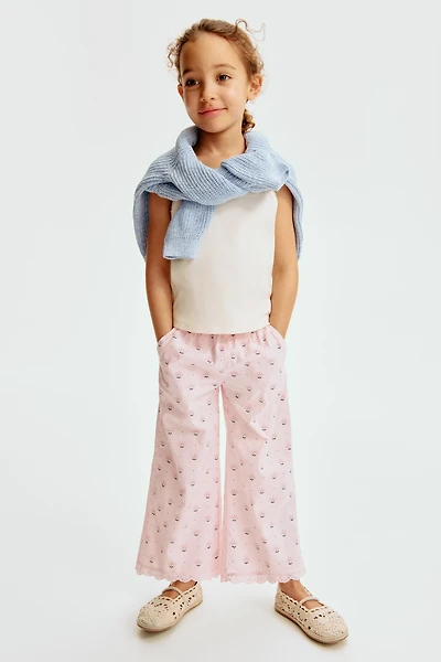 Pantalon en crépon de coton avec dentelle