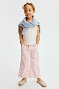 Pantalon en crépon de coton avec dentelle