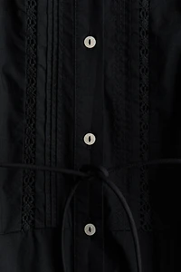 Cotton Shirt Dress with Pintucks