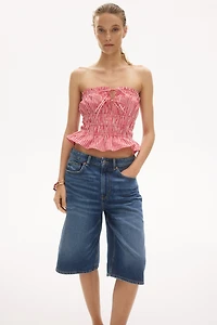 Drawstring-Detail Cotton Bandeau Top