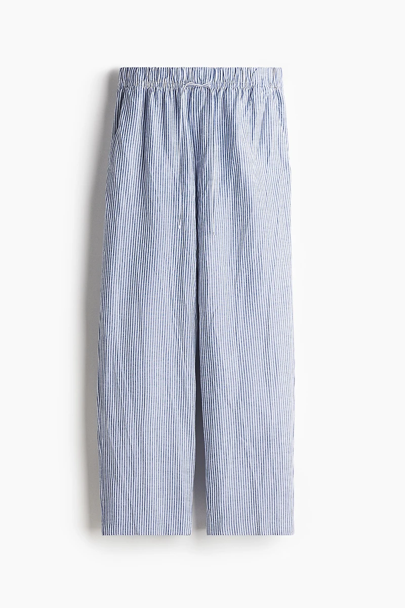 Linen-Blend Drawstring Pants