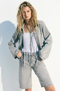 Tie-Front Denim Jacket